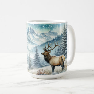 Mug Élan majestueux debout au milieu des montagnes enn