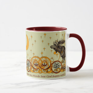 Mug Élan Tourbillonne Étoiles Lune Paix Joie Ho Ho Ho