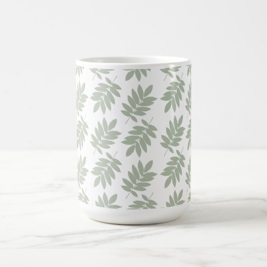 Mug Elder Leaf Pattern Green+White (Centre)