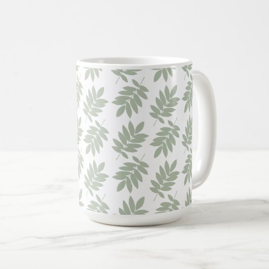 Mug Elder Leaf Pattern Green+White (Devant droit)