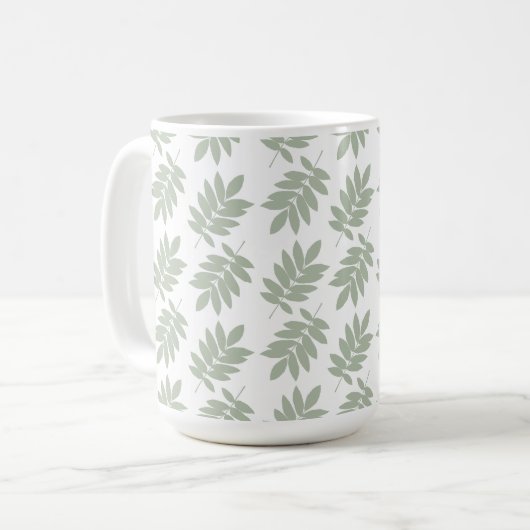Mug Elder Leaf Pattern Green+White (Devant gauche)