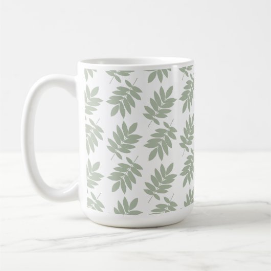 Mug Elder Leaf Pattern Green+White (Gauche)