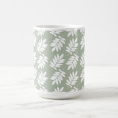 Mug Elder Leaf Pattern White on Green (Centre)