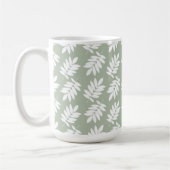 Mug Elder Leaf Pattern White on Green (Gauche)
