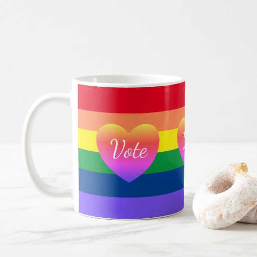 Mug Élection du gay pride Rainbow Vote 2024 (Avec donut)