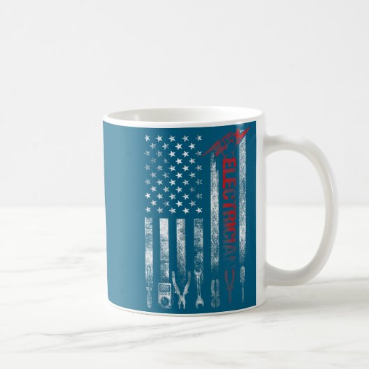 Mug Electrician American Flag Funny Electricians Tools (Droite)