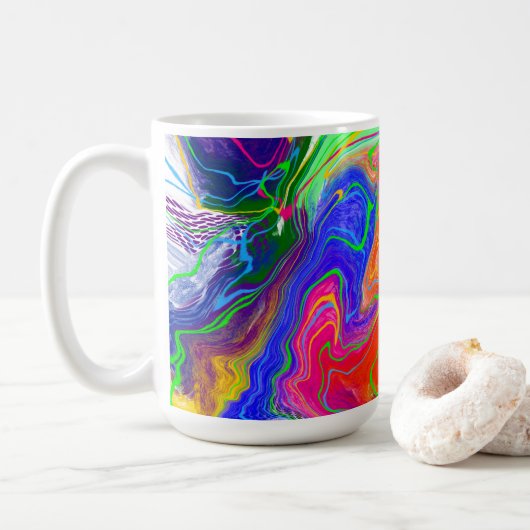 Mug Electricity Disco Balls Marble Fluid Art (Avec donut)