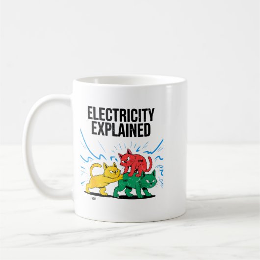 Mug Electricity Explained Funny Cat Physics Humor Scie (Gauche)