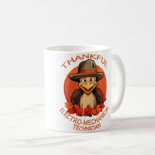 Mug Electro-Mechanical Technician Funny Thanksgiving F (Devant droit)