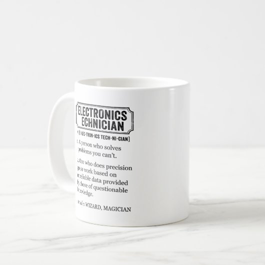 Mug Electronics Technician Funny Definition (Devant gauche)