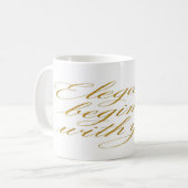 Mug Elegance Begins With You – Gold Calligraphy (Devant gauche)