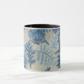 Mug Élégance botanique : Feuilles bleus et fleurs (Centre)