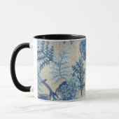 Mug Élégance botanique : Feuilles bleus et fleurs (Gauche)