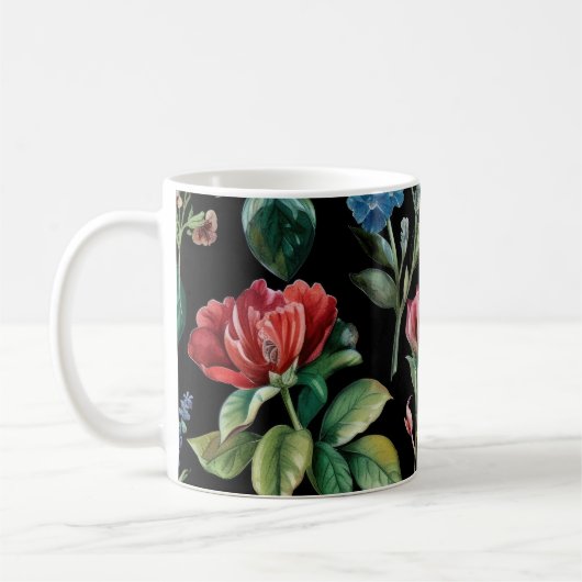 Mug Élégance botanique vintage Noire (Gauche)