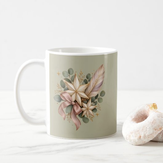 Mug Élégance de Noël céleste (Avec donut)