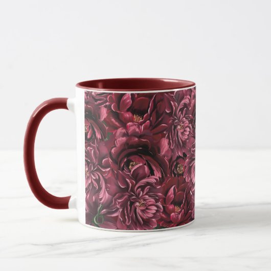 Mug Élégance des fleurs bordeaux (Gauche)