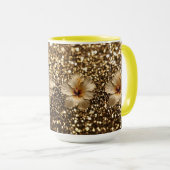 Mug Elégance d'or : Hibiscus d'or Shimmer (Devant droit)