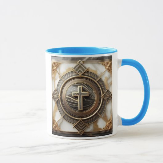 Mug Élégance en Absolution Croix sur marbre avec doré (Droite)