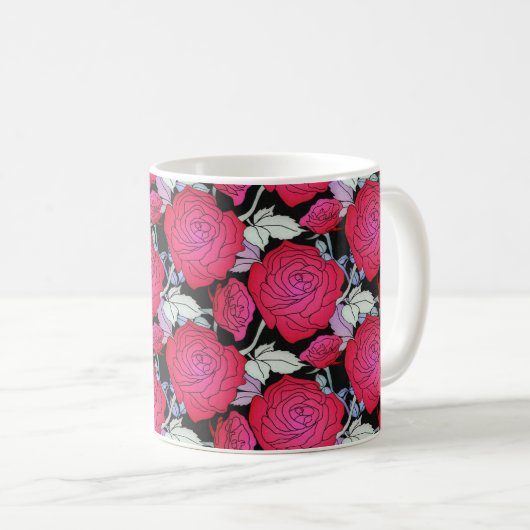 Mug Élégance florale de Roses rouges gras (Devant droit)