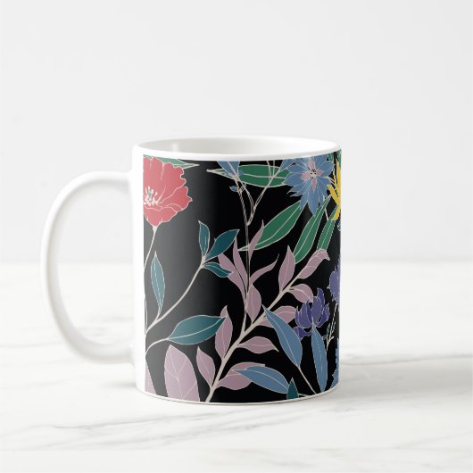 Mug Élégance Florale : Fond Abstrait Vintage (Gauche)