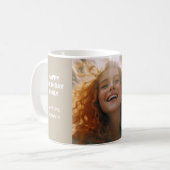 Mug Elégance Muted Calm Stone Happy Birthday Photo (Devant gauche)