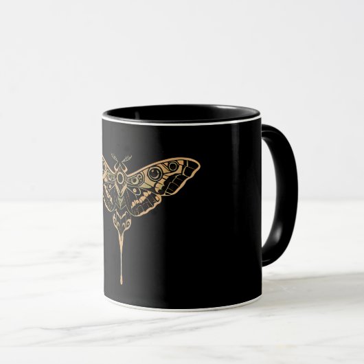 Mug Élégance Sombre Noir & Or (Devant droit)