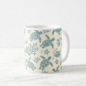 Mug Élégance sous-marine : Design de corail bleu (Devant droit)