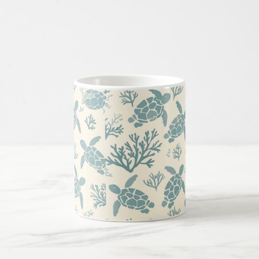 Mug Élégance sous-marine : Design de corail bleu (Centre)