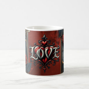 Mug Élégance steampunk vintage Roses de l'amour à engr