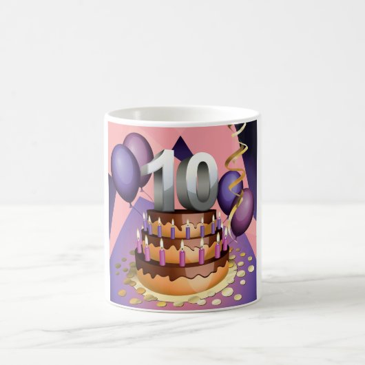 Mug Élégant 10e anniversaire Célébration Conception de (Centre)