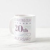 Mug Élégant 20e anniversaire Mariage Lavande (Devant gauche)