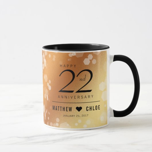 Mug Élégant 22e anniversaire de Mariage de cuivre (Droite)
