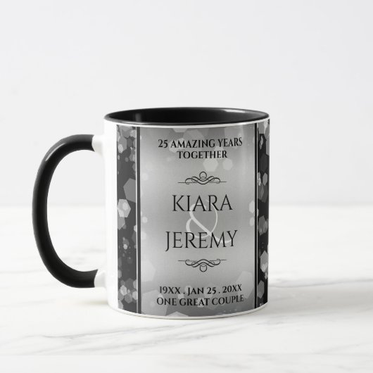 Mug Élégant 25e anniversaire de Mariage d'argent (Gauche)