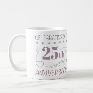 Mug Élégant 25e anniversaire de Mariage violet
