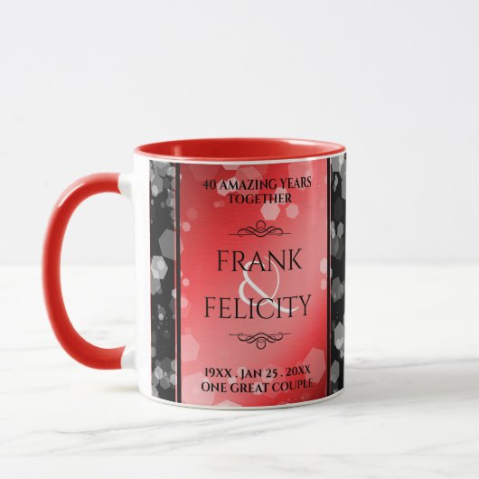 Mug Élégant 40ème 80ème anniversaire de Ruby Mariage (Gauche)