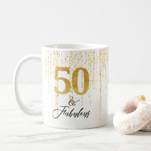 Mug Elégant 50 et Fabuleux en Or et Noir