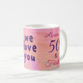 Mug Elégant 50 et Fabulous rose aquarelle personnalisé (Devant droit)
