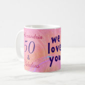 Mug Elégant 50 et Fabulous rose aquarelle personnalisé (Devant gauche)