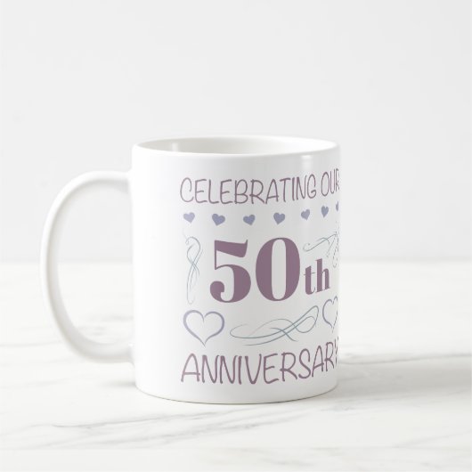 Mug Élégant 50e anniversaire de Mariage violet (Gauche)