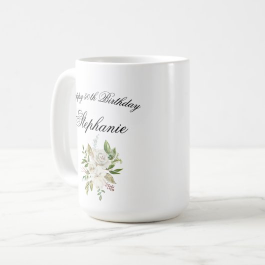 Mug Élégant 50e anniversaire Floral (Devant gauche)