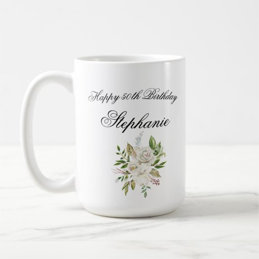 Mug Élégant 50e anniversaire Floral (Gauche)