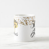 Mug Élégant 50e anniversaire Gold Confetti Type noir (Centre)
