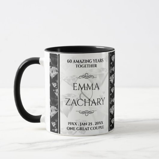 Mug Élégant 60ème 75ème anniversaire de Mariage de dia (Gauche)