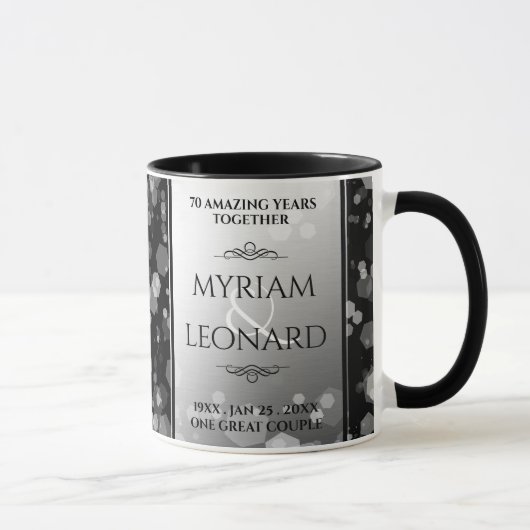 Mug Élégant 70e anniversaire de Mariage Platinum (Droite)