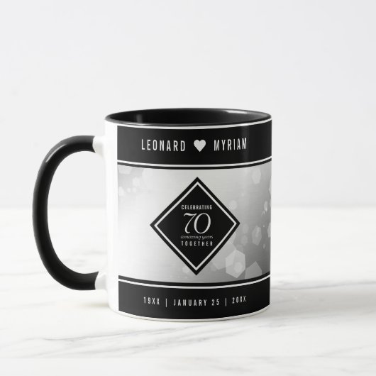 Mug Élégant 70e anniversaire de Mariage Platinum (Gauche)