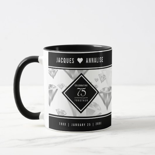 Mug Élégant 75e anniversaire de Mariage de diamant (Gauche)