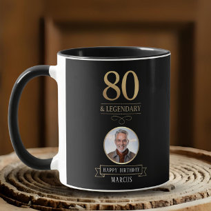 Mug Élégant 80e anniversaire légendaire noir et or