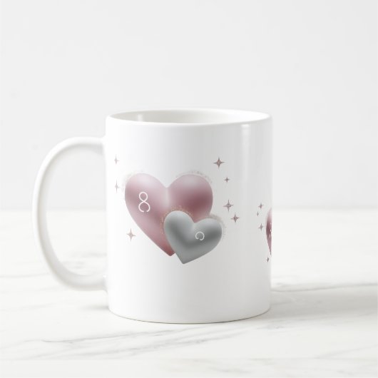 Mug Elegant 8th Anniversary Big Little Hearts Classic  (Gauche)