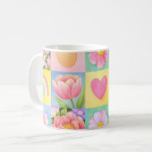 Mug Elegant Abstract Floral Checkerboard Pattern (Devant gauche)