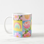 Mug Elegant Abstract Floral Checkerboard Pattern (Gauche)